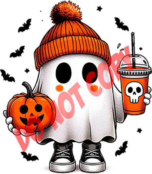 cute Halloween ghost, Halloween DTF prints, Starbucks ghost