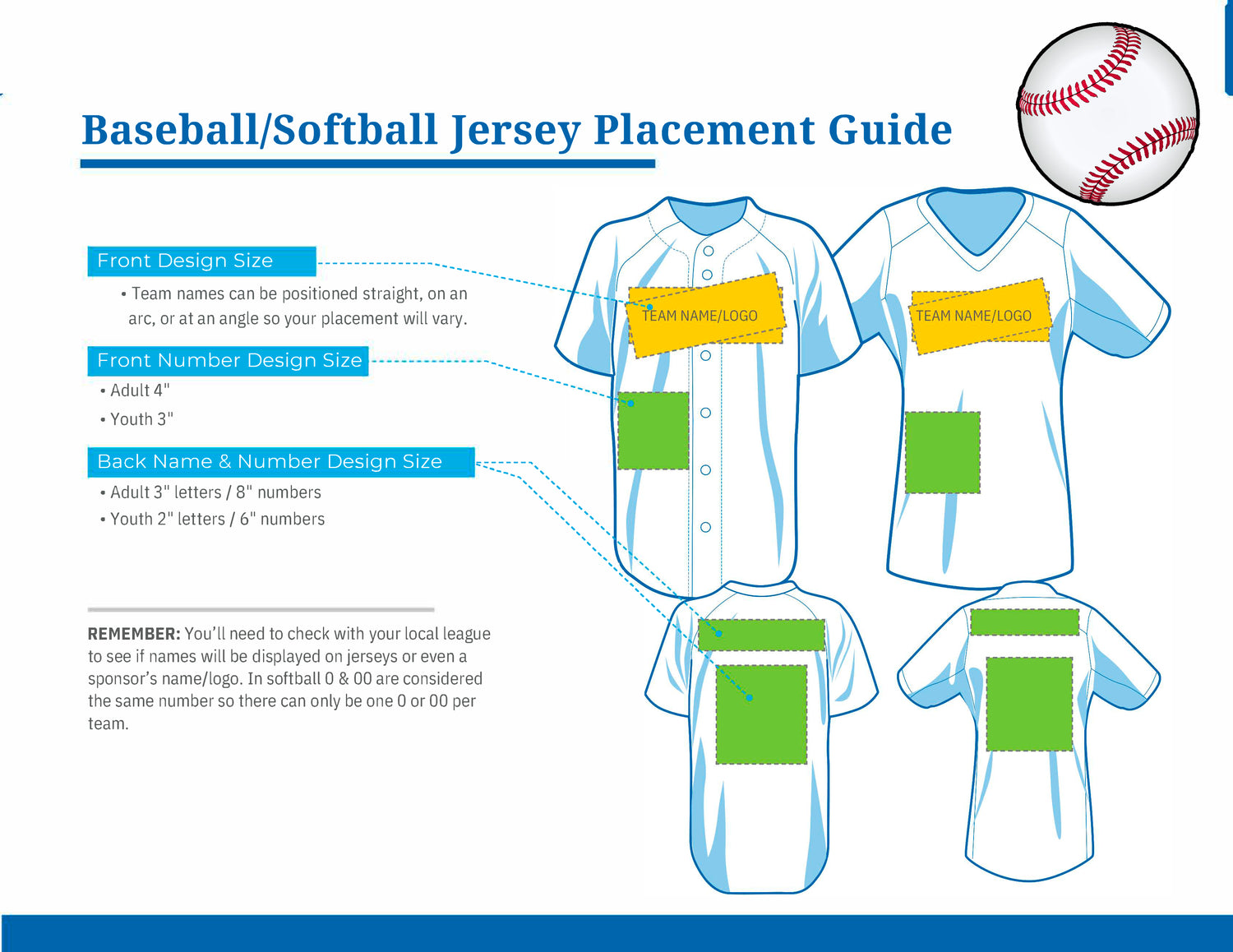 baseball and softball DTF transfer placement guide