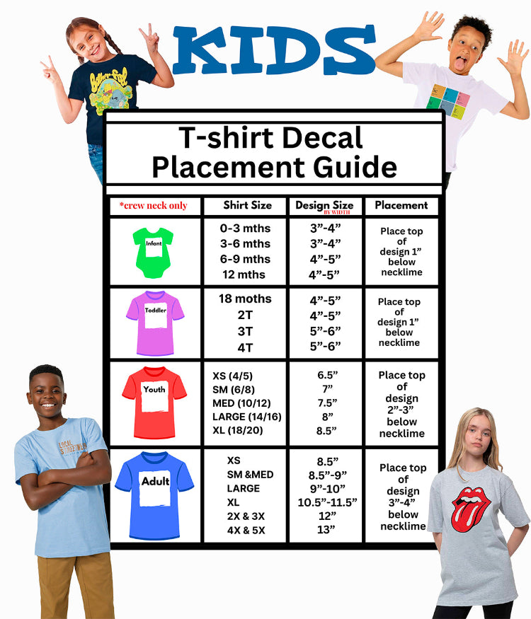 DTF transfers sizing guide, sublimation transfers sizing guide