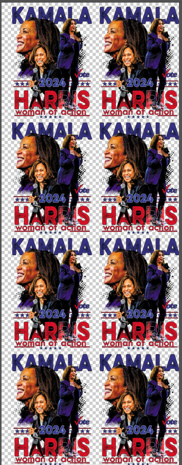 Kamala Harris Pre-made Gang sheet, Kamala DTF Prints, woman of action, let's finish the job