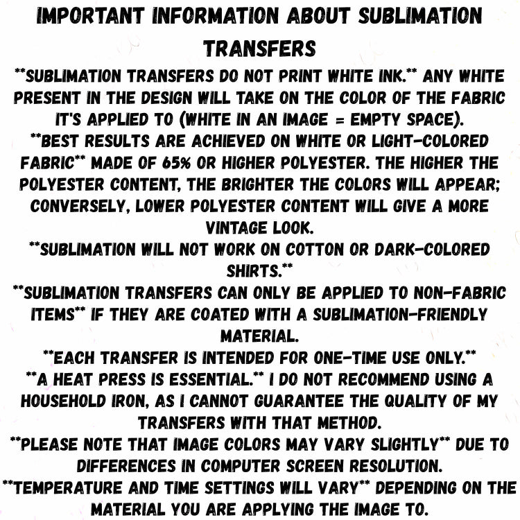 need to know information about sublimation transfers