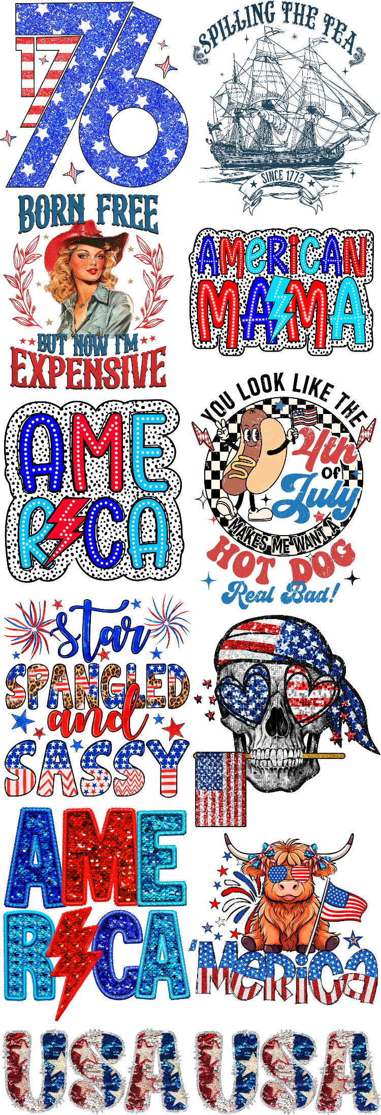 4th of July Pre-Made Gang Sheet