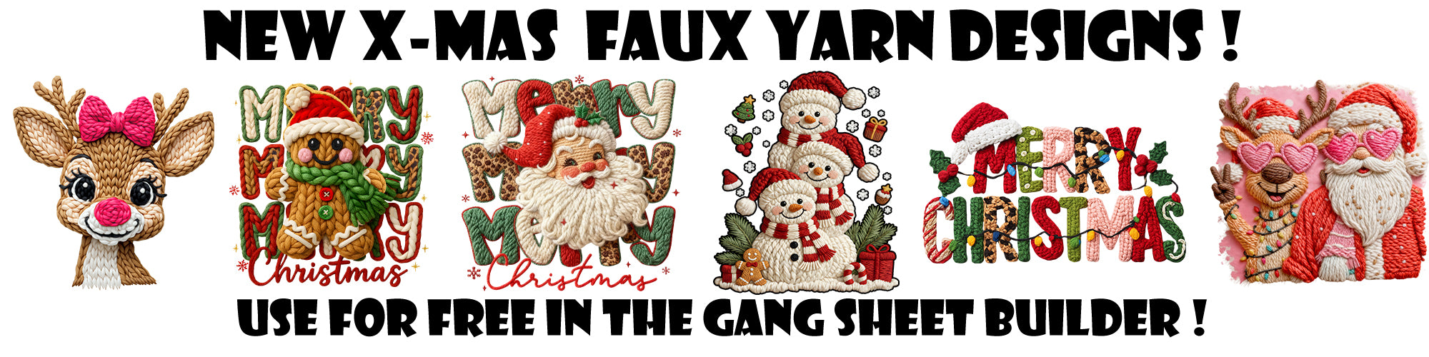 FREE TO USE XMAS YARN FAUX DESIGNS, DTF YARN DESIGNS